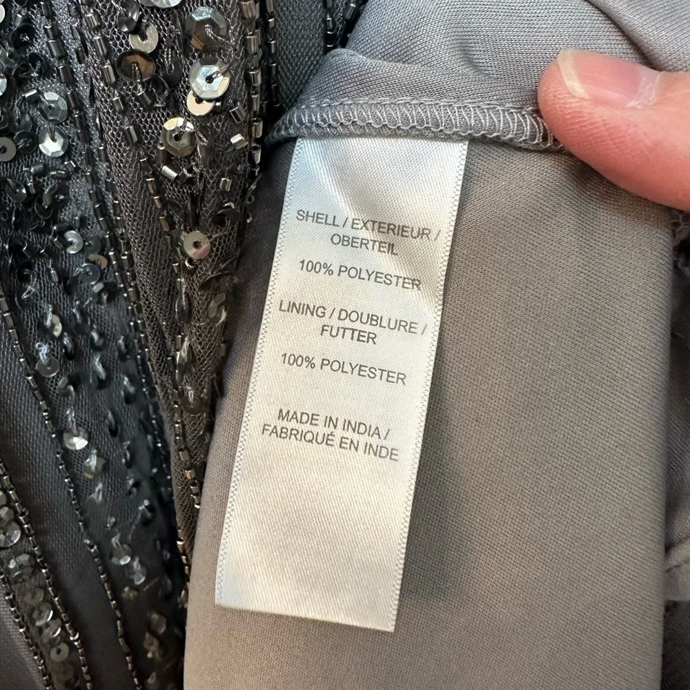 Adrianna Papell Gown Formal Dress Maxi- Sleeveless V-Neck Beaded 0 - Picture 7 of 8